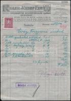 1928 Riegler József Ede Papírnemügyár Rt., díszes fejléces számla, okmánybélyeggel, 20,5x21 cm