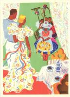 Indanthren textil festés, reklámlap. Klösz / textile paint advertisement, Hungarian folklore (EK)