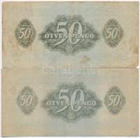 1944. 50P "A Vöröshadsereg Parancsnoksága" (2x) egyik jelentősen eltérő színárnyalattal T:...