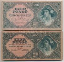 1945. 1000P (2x) jelentősen eltérő színárnyalat T:III