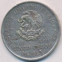 Mexikó 1953. 5P Ag "Hidalgo születésének 200. évfordulója" T:2,2-
Mexico 1953. 5 Pesos Ag...