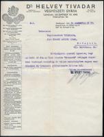 1929 Dr. Helvey Tivadar vegyészeti gyára, díszes fejléces levél, 20,5x21 cm
