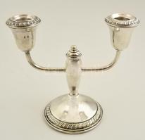 Ezüst (Ag.)  kétágú gyertyatartó párban ( 2db), súlyozott, jelzett, m:14,5 cm (2×), bruttó: 842 g (e...