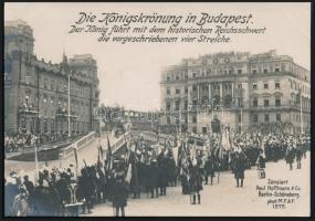 1916 Királykoronázás Budapest Szent György tér. Nagyméretű fotólap