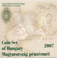 2007. 1Ft-100Ft (8xklf) "Berán Lajos és a pengő" forgalmi sor, benne "Berán Lajos és a pengő" Ag emlékérem (10g/0.999/27mm) (3x) T:BU Adamo FO41.4