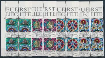 Zodiac (II) set corner blocks of 4 with first day cancellation, Csillagjegyek (II) sor ívsarki négyestömbökben elsőnapi bélyegzéssel