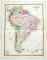 1860 Dél-Amerika nagyméretű térképe E. Andriveau-Goujon. Acélmetszet. / 1860 E. Andriveau-Goujon: Etched map of  South America 70x55 cm