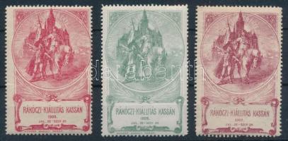 1903 Rákóczi kiállítás Kassán 3 klf színű levélzáró