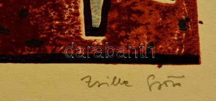 Zsille Győző (1925-): Sansevieria. Szines linó, karton, jelzett,  25×17 cm