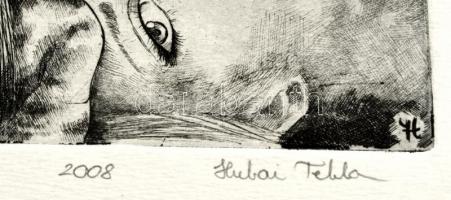 Hubai Tekla (?-): Elmúlás. Rézkarc, papír, jelzett, 28×20 cm