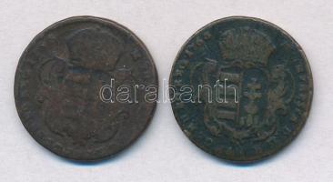 1763. Rézdénár "Mária Terézia / zárt korona" (2x) T:2-,3 Huszár: 1756., Unger III.: 1278