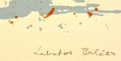 Lakatos Balázs (?-): Benzinkút. Színes linó, papír, jelzett, 35×50 cm