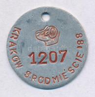 Lengyelország / Krakkó ~1980. Ebbárca, sorszámozott T:2 Poland / Krakow ~1980. Dog token, with serial number C:XF