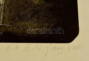 Járay Katalin (?-): Éjjel 3. Rézkarc, papír, jelzett, 24×22 cm