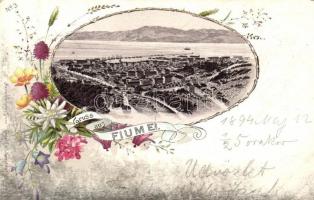 1894 (Vorläufer!!!) Fiume, panorama. Marco Oberdorfer floral Art Nouveau litho