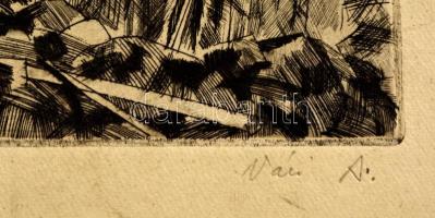 Váci András (1928-1989): Megjelent a Szabad Nép. Rézkarc, papír, jelzett, 21×30 cm