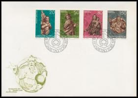 Karácsony: Szobrok ívszéli sor + FDC, Christmas: Sculptures margin set + FDC