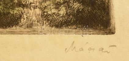 Mácsai István (1922-2005): Sárospatak. Színezett rézkarc,karton, jelzett, 31×23 cm