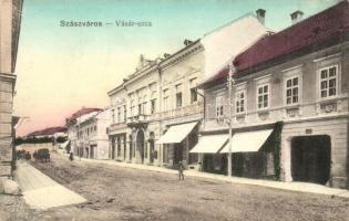 Szászváros, Broos, Orastie; Vasút utca, üzlet. Weisz Dezső kiadása / street view, shop