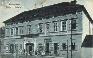 Szászváros, Broos, Orastie; Ardeleana román bank, Weisz Dezső üzlete és saját kiadása / Romanian bank, publisher's shop (EK)