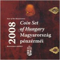 2008. 1Ft-100Ft (7xklf) "Reneszánsz emlékév" forgalmi sor szettben + Mátyás denár Ag fantáziaverete "Reneszánsz emlékév" dísztokos forgalmi szettben T:PP Adamo FO42.4