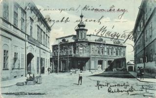 Szászváros, Broos, Orastie; Ardeleana román bank, utcakép. H. Graef kiadása / Romanian bank, street view (ázott sarok / wet corner)