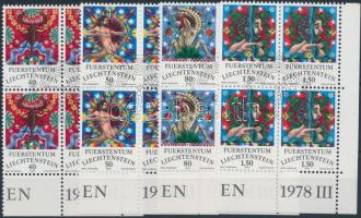 Csillagjegyek (III) sor ívsarki 4-es tömbökben elsőnapi bélyegzéssel, Zodiac (III) margin set  corner blocks of 4 with first day cancellation