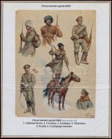 cca 1910 Katonai egyenruhák a különböző hadseregekben. 10 db tabló számos alakulat egyenruháival, ne...