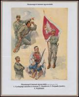 cca 1910 Katonai egyenruhák a különböző hadseregekben. 10 db tabló számos alakulat egyenruháival, ne...