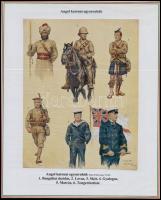 cca 1910 Katonai egyenruhák a különböző hadseregekben. 10 db tabló számos alakulat egyenruháival, ne...