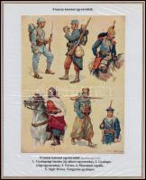cca 1910 Katonai egyenruhák a különböző hadseregekben. 10 db tabló számos alakulat egyenruháival, ne...