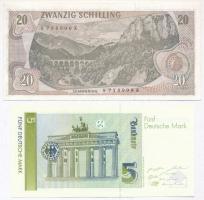 Ausztria 1967. 20Sch + Németország 1991. 5M T:I-II
Austria 1967. 20 Schilling + Germany 1991. 5 Mar...