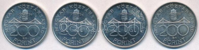 1994. 200Ft Ag "Deák" (4x) T:1-,2 kis szennyeződés