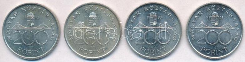 1993. 200Ft Ag "MNB" (4x) T:1-,2 kis szennyeződés