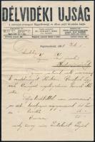 1908 Délvidéki Újság fejléces levele eredeti borítékjával Ispán Jenő hódmezővásárhelyi gyógyszerész ...