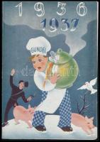 1933-1936 A Gundel Étterem 3 db szilveszteri menükártyája dekoratív címlapokkal, szép állapotban