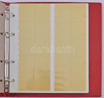 Piros műbőrkötéses érmetartó album, ~151db férőhelyes "Kobra" berakólapokkal klf méretű ér...