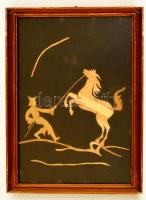 T. Sevcsenko költő,író,festő rézlemez plaketten + csehszlovák szalmakép, üvegezett fa keretben, háto...