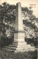 Magyarigen, Ighiu; az 1848-as román mészárlás emlékoszlopa (187 magyar halott síremléke). Schäser Ferenc kiadása / obelisk, tomb monument of the 187 Hungarians massacred by Romanian rebels in 1848