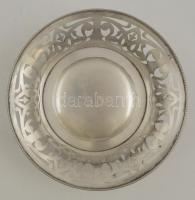 Ezüst (Ag.) áttört tál, jelzett, nettó:245 g, d:21,5 cm