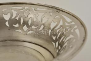 Ezüst (Ag.) áttört tál, jelzett, nettó:245 g, d:21,5 cm