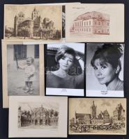 Vegyes papírrégiség tétel, régi fotók, színész fotók, igazolványok, tábori levelezőlapok, levelezőla...