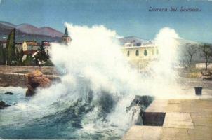 Lovran, Laurana - 2 db régi városképes lap / 2 pre-1945 town-view postcards + K.u.K. Zensurstelle Ab...