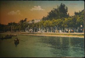 Siófok, képeslapfüzet 7 lappal, közte gőzhajó állomás és kikötő, fürdőzők (EK)