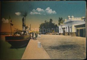 Siófok, képeslapfüzet 7 lappal, közte gőzhajó állomás és kikötő, fürdőzők (EK)