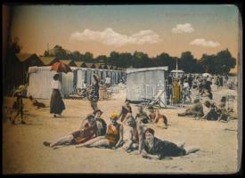 Siófok, képeslapfüzet 7 lappal, közte gőzhajó állomás és kikötő, fürdőzők (EK)