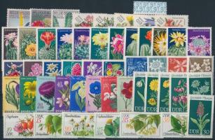 1965-1982 Flower 50 stamps, 1965-1982 Virág 50 db klf bélyeg, közte teljes sorok stecklpaon