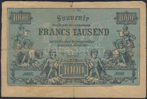 Német Birodalom/Császárság cca. 1890 körül Stuttgart/Junginger könyvkereskedés tréfás reklámpénze 1000Fr-ról T:IV