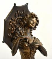 Bod Éva (1924-2004): Napernyős hölgy. Festett mázas kerámia, jelzett, hibátlan, m:41 cm