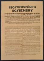 1945 Fegyverszüneti egyezmény 1945.január 20., röplap, hajtásnyomokkal, a hajtások mentén szakadásokkal, 2 p.